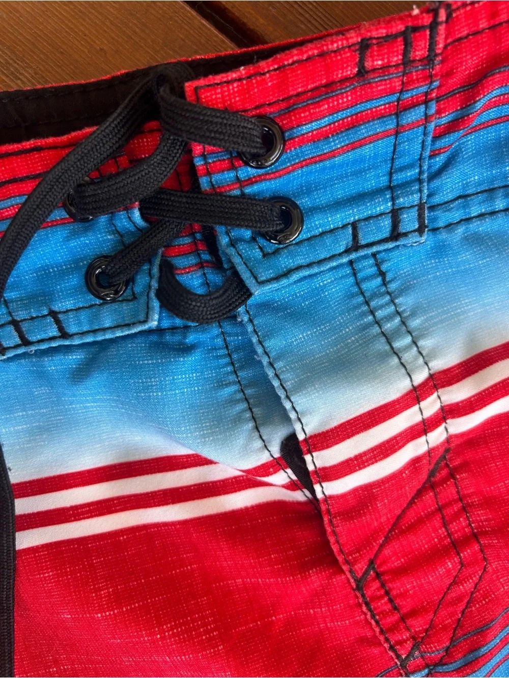 O'Neill Red and Blue Striped Board Shorts